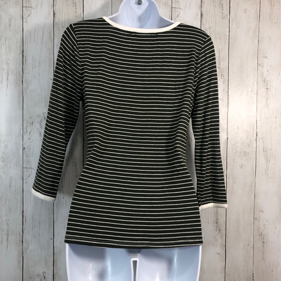 ModCloth 3/4 Sleeve Stripe V-Neck Top Medium - Picture 2 of 7